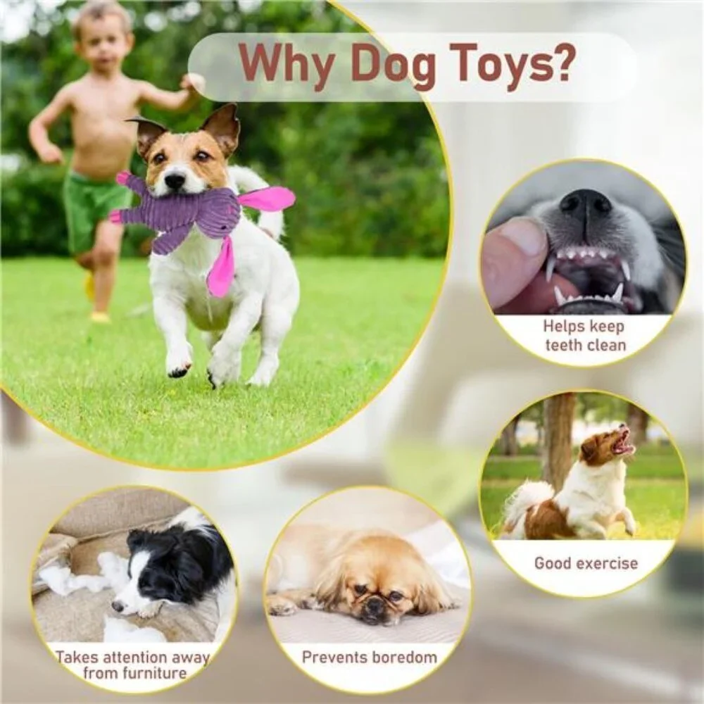 PrimePets Dog Toys, Plush Dog Squeaky Toys 5 Pack Stuffed Cute Dog Gift Toys